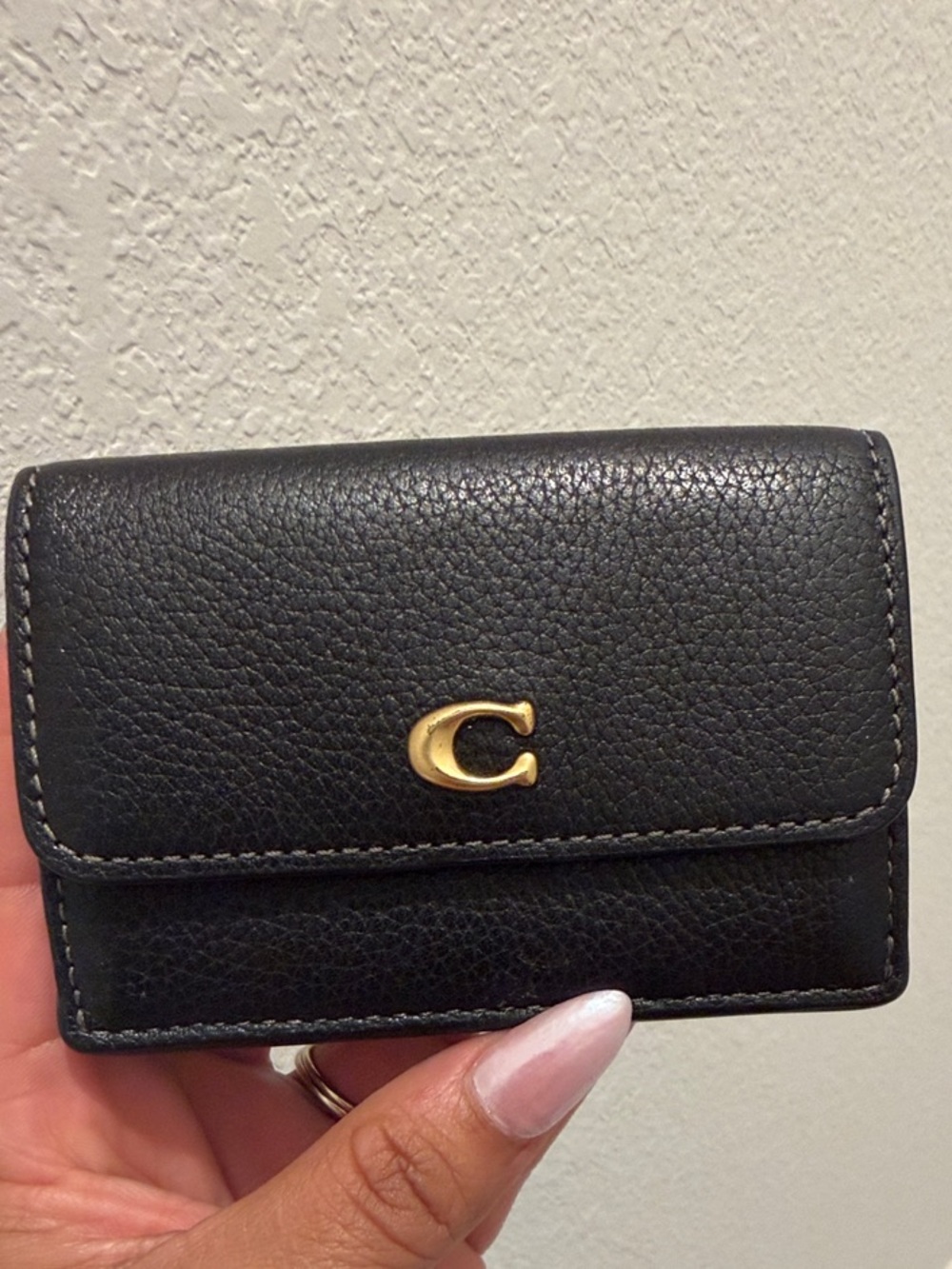 Coach Black Leather Wallet with Gold 'C' Logo